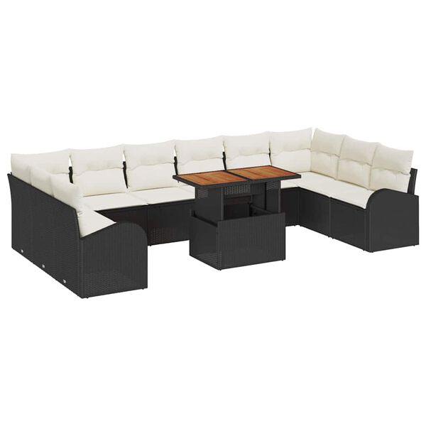 vidaXL Tuin Sofa Set met opslag 11 pcs Zwart Poly riet