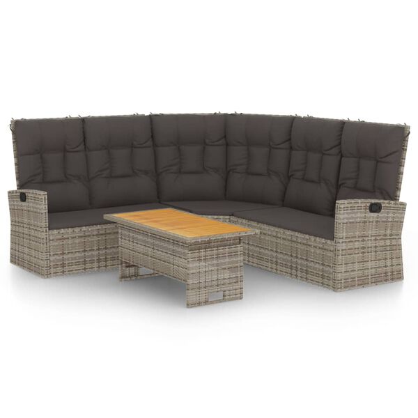 vidaXL 2-delige Loungeset met kussens poly rattan grijs