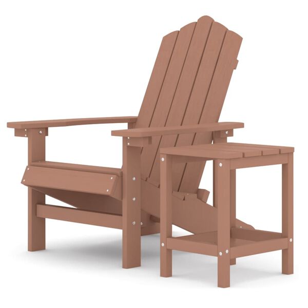 vidaXL Tuinstoel Adirondack met tafel HDPE bruin