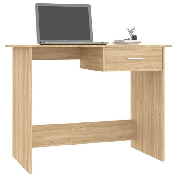vidaXL Bureau 100x50x76 cm bewerkt hout gerookt eikenkleurig