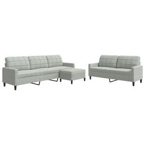 vidaXL 3-delige Loungeset met kussens fluweel lichtgrijs