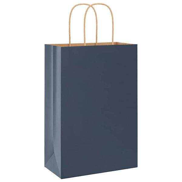 vidaXL Papieren zakjes 50 st met hengsels 21x11x31 cm blauw
