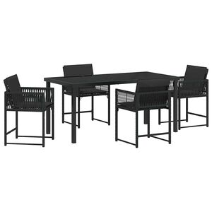 vidaXL Tuin eettafelset 5 pcs Zwart poly rattan