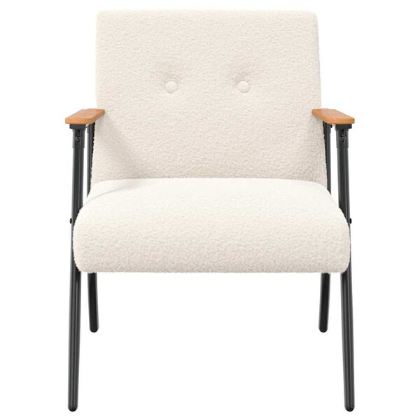 vidaXL Fauteuil Cr&egrave;me 59 x 75 x 78 cm Krullend Wol-achtig Stof