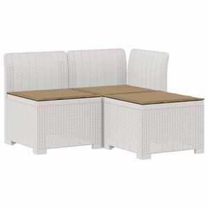 vidaXL 3-zits tuinbank met kussens in rattanlook PP Wit