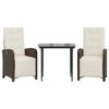 vidaXL 3-delige Bistroset met kussens poly rattan bruin