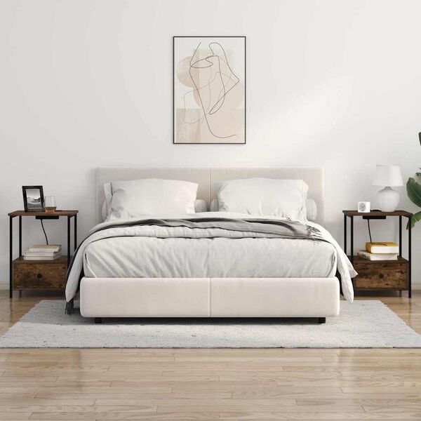 vidaXL Nachtkastje 2 pcs Gerookt eiken 42 x 41 x 56 cm Bewerkt hout