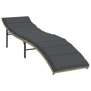 vidaXL Ligbed met kussen 55x199x50 cm poly rattan lichtgrijs