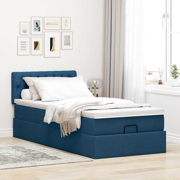 vidaXL Ottoman bed met matras 80x200cm stof blauw