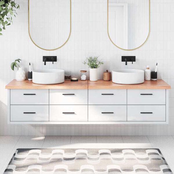 vidaXL Wastafelblad 200x50x(2-4) cm behandeld massief hout lichtbruin