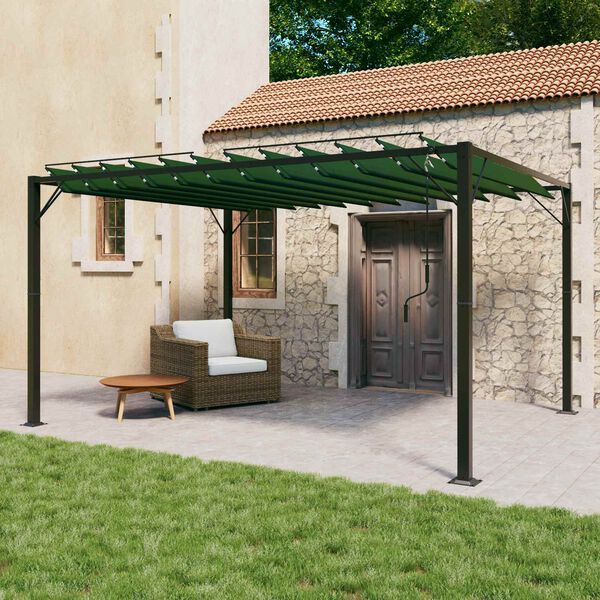 vidaXL Gazebo met luifeldak Groen 3 x 4 x 2,14 m Stof en Aluminium