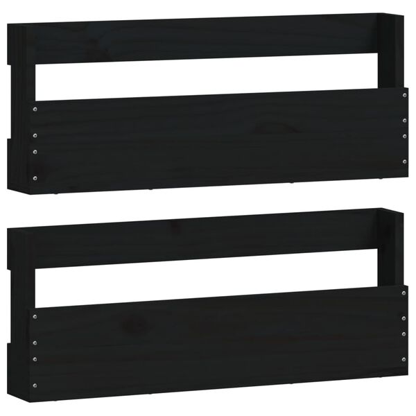 vidaXL Schoenenrekken 2 st 59x9x23 cm massief grenenhout zwart