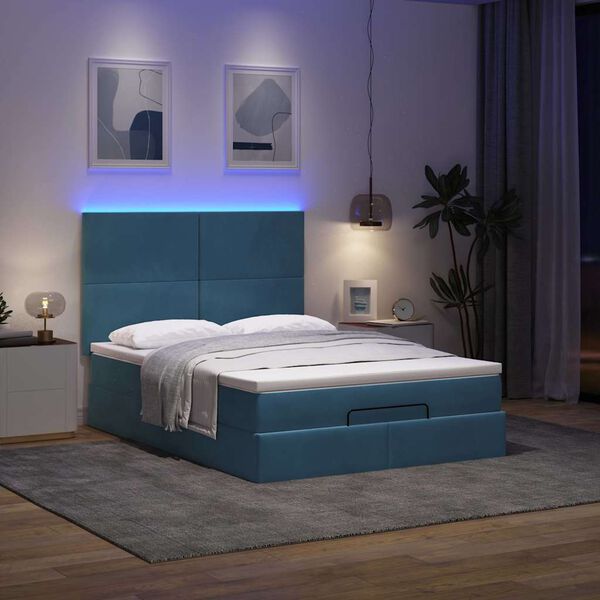 vidaXL Ottoman bed met matrassen en LED's 140x200cm fluweel