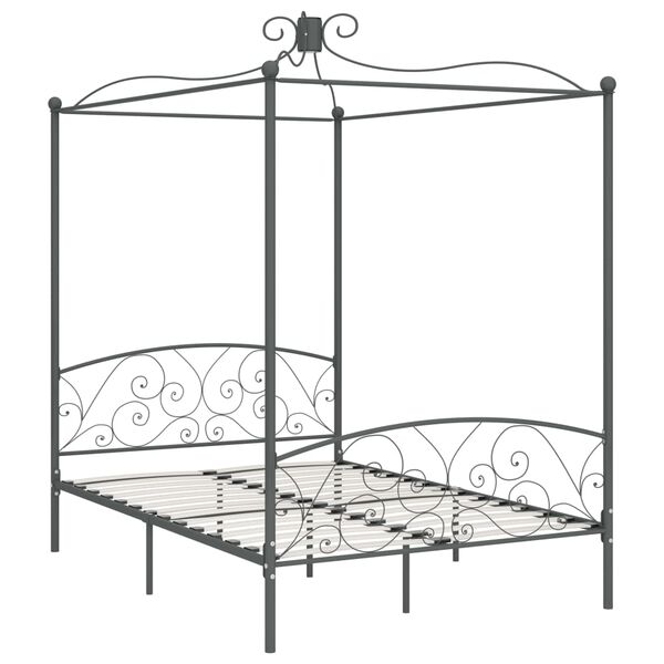 vidaXL Hemelbedframe metaal grijs 140x200 cm