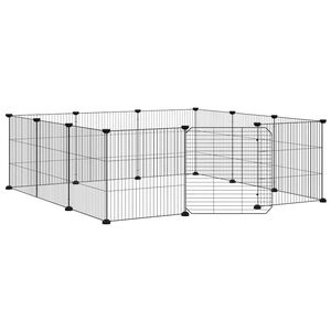 vidaXL Huisdierkooi met 12 panelen en deur, zwart 35x35 cm staal