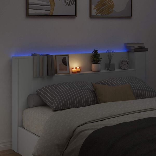 vidaXL Hoofdbord met plank Wit 180 x 16,5 x 103,5 cm Bewerkt hout