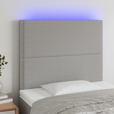 vidaXL Hoofdbord LED 100x5x118/128 cm stof lichtgrijs