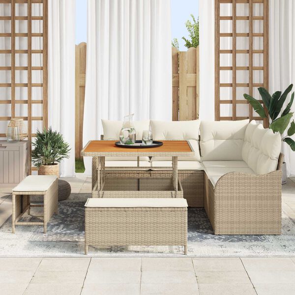 vidaXL Tuin Sofa Set 8 pcs Beige poly rattan