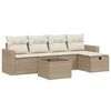 vidaXL 6-delige Loungeset met kussens poly rattan beige