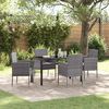 vidaXL Tuin eettafelset met kussen 5 pcs Grijs poly rattan