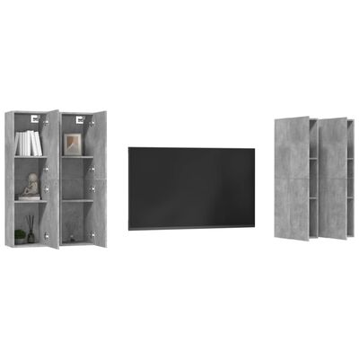 vidaXL Tv-meubelen 4 st 30,5x30x110 cm bewerkt hout betongrijs