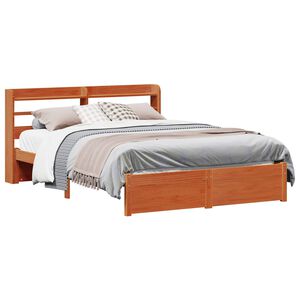 vidaXL Bedframe met hoofdeinde Wasbruin 150 x 200 cm Massief Vurenhout