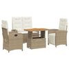 vidaXL 4-delige Tuinset met kussens poly rattan beige