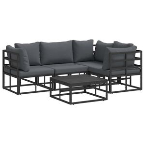 vidaXL Tuinbankenset 5 st Zwart Aluminium