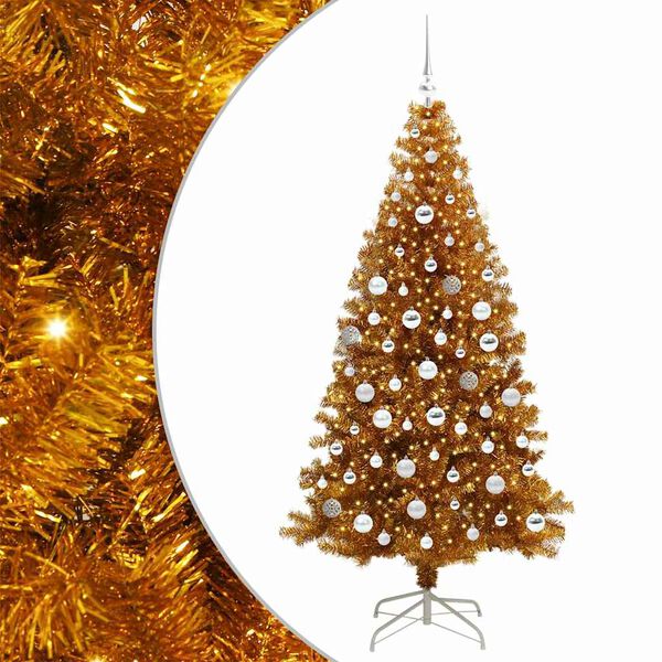 vidaXL Kerstboom met 300 LED met standaard Goud 180 cm PET