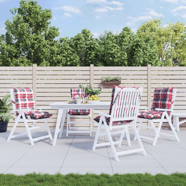 vidaXL Stoelkussens 4 st lage rug ruitpatroon oxford stof rood