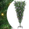 vidaXL Ondersteboven Kunstkerstboom met Ballenset Groen 150 cm PVC