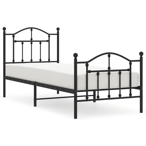 vidaXL Bedframe met hoofd- en voeteneinde metaal zwart 80x200 cm