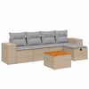 vidaXL 6-delige Loungeset met kussens poly rattan gemengd beige