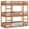 vidaXL Stapelbed 3-persoons massief grenenhout wasbruin 75x190 cm