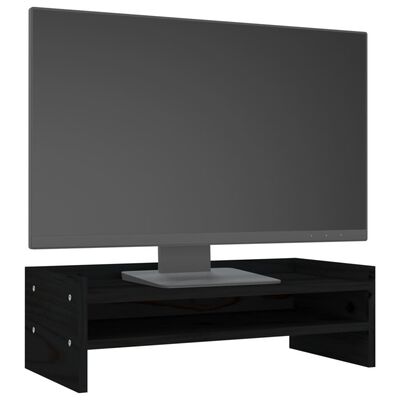 vidaXL Monitorstandaard 50x24x16 cm massief grenenhout zwart
