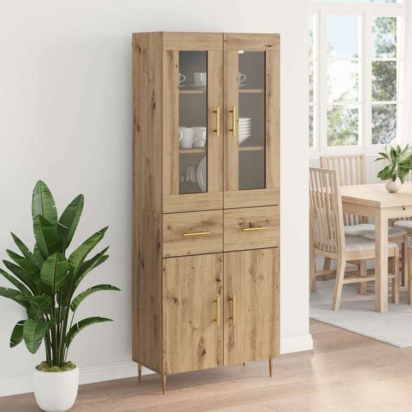 vidaXL Hoge kast met lade 2 pcs Artisan Eiken Bewerkt hout