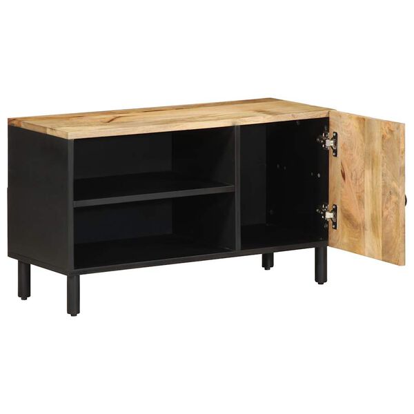 vidaXL Tv-meubel 80x33,5x46 cm massief ruw mangohout zwart