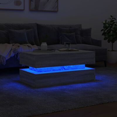 vidaXL Salontafel met LED-verlichting 90x50x40 cm grijs sonoma eiken