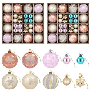 vidaXL Kerstballen set 88 st Roze, Goud, Bruin en Turquoise &Oslash; 6 cm