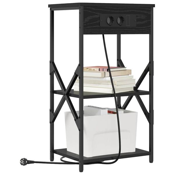 vidaXL Nachtkastje 2 pcs Zwart Eiken 41 x 31 x 76 cm Bewerkt hout