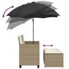 vidaXL Tuinbank 2-zits met parasol en voetenbanken poly rattan beige