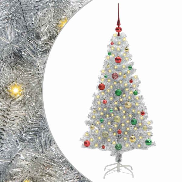 vidaXL Kerstboom met 150 LED met standaard Zilver 150 cm PET