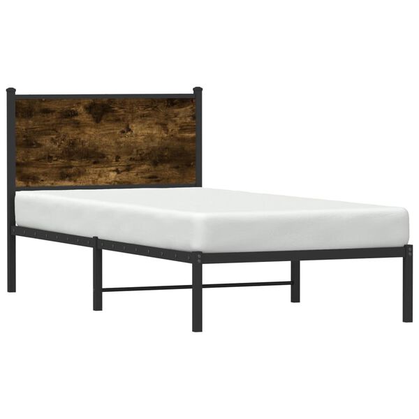 vidaXL Bedframe zonder matras metaal gerookt eikenkleurig 75x190 cm