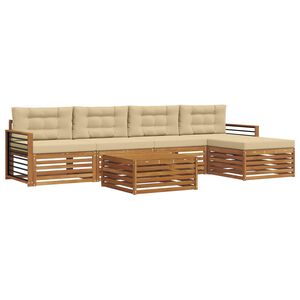 vidaXL Buiten bankenset met kussen 6 pcs Natuurlijk en Beige