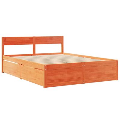 vidaXL Bedframe zonder matras massief grenenhout wasbruin 150x200 cm