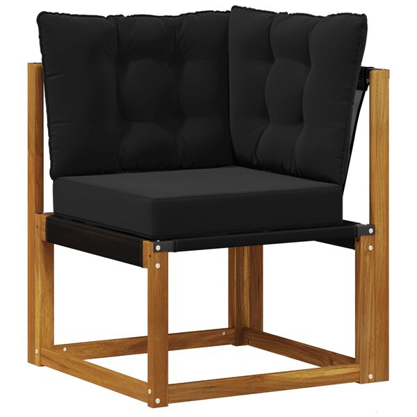 vidaXL Buiten bankenset met kussen 7 pcs Natuurlijk en Zwart