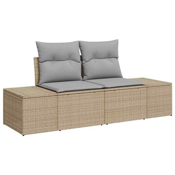 vidaXL Tuinbankenset met kussen 7 pcs Beige poly rattan