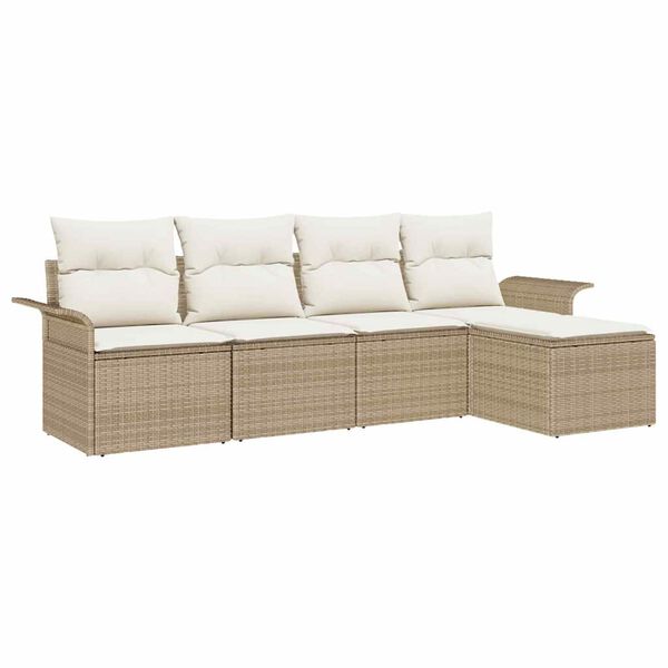vidaXL Tuin Sofa Set met kussen met opslag 5 pcs Beige poly rattan