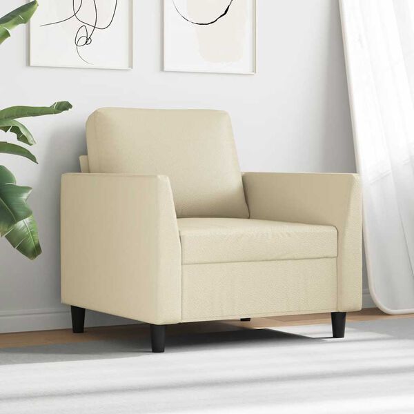 vidaXL Fauteuil 60 cm kunstleer cr&egrave;mekleurig