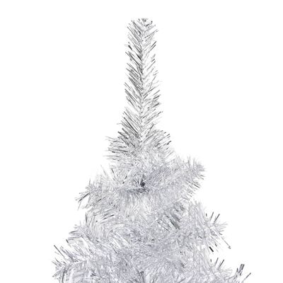 vidaXL Kunstkerstboom met verlichting standaard 210 cm PET zilverkleur